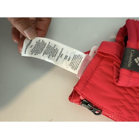 Columbia Infant Mitten Gloves Zipper One Size Pink Baby Girl Omni Shield New - Picture 2 of 5